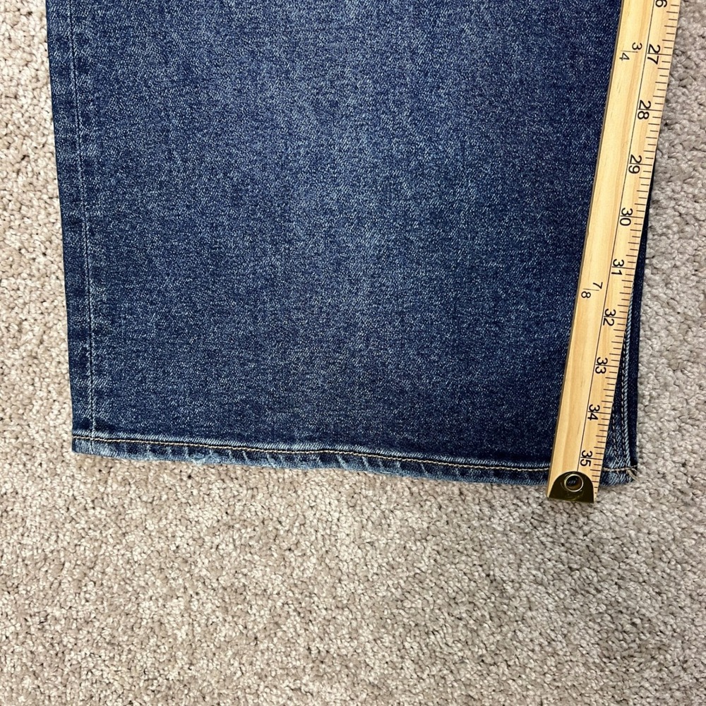American Eagle Jeans Womens 14 34x35 Dark Wash 5 Pocket Wide Leg Stretch Flare - Picture 14 of 16